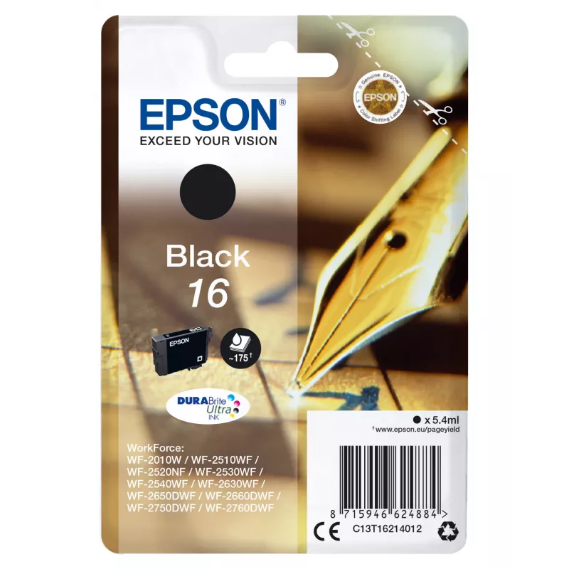Epson rašalinė kasetė Singlepack Black 16 DURABrite Ultra Ink