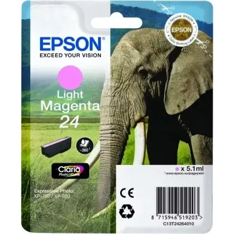 Rašalo kasetė Epson C13T24264010 Originali pigmentinė Šviesiai Magenta vienos pakuotės