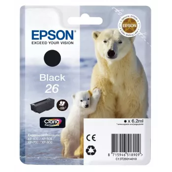 Epson Polar bear Singlepack Juoda 26 Claria Premium Ink, Juoda, pigmentinis rašalas, 1 vnt.