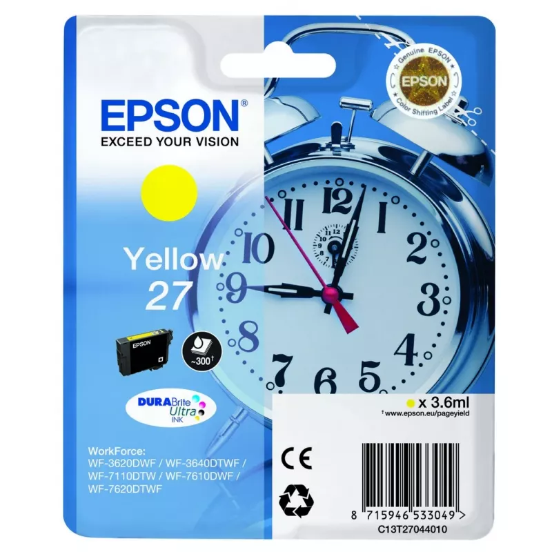 Epson Alarm clock 27 DURABrite Ultra rašalo kasetė 1 vnt. Originalus Geltona