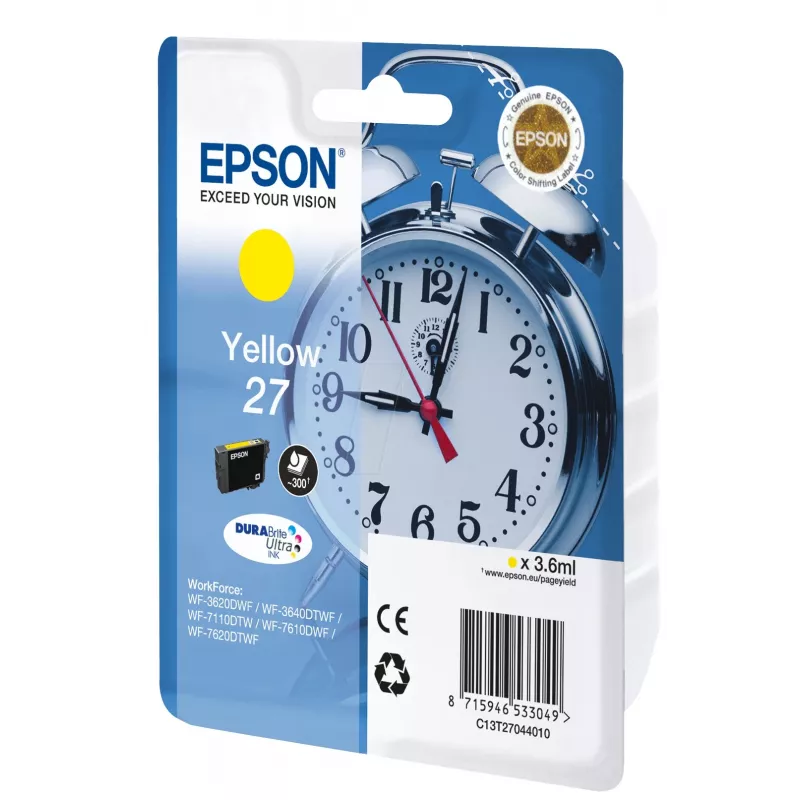 Epson Alarm clock 27 DURABrite Ultra rašalo kasetė 1 vnt. Originalus Geltona