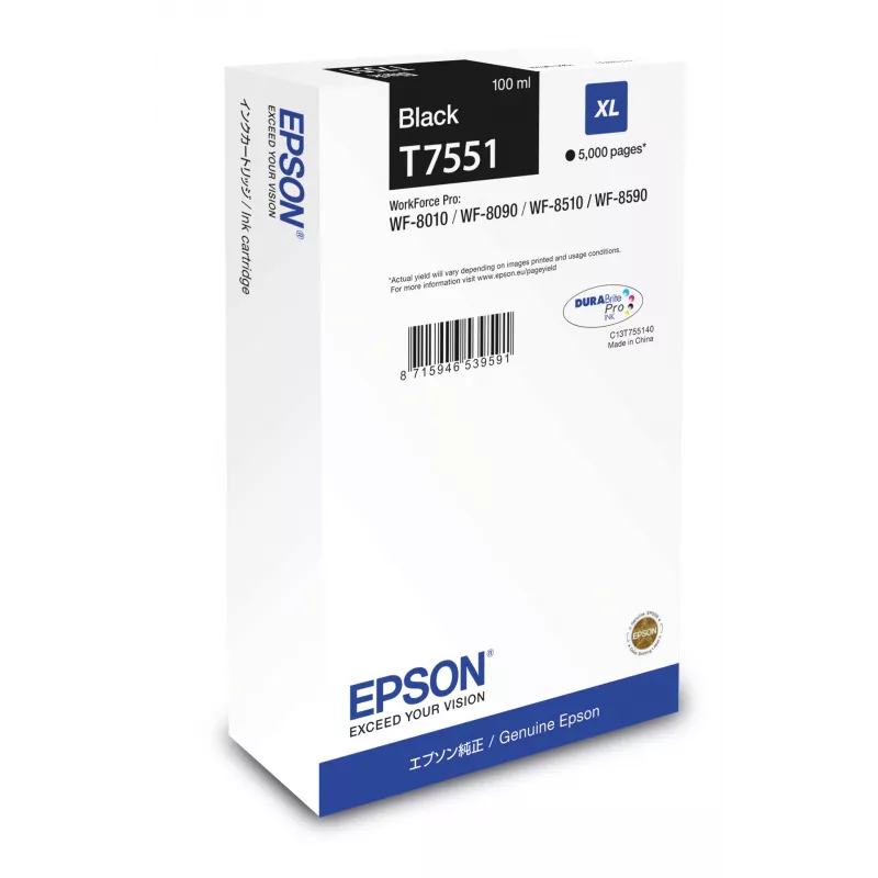 Rašalo kasetė Epson T7551 XL juoda