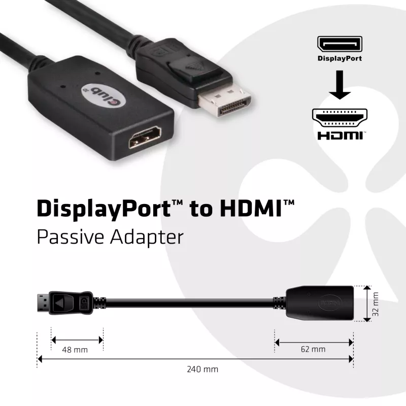 CLUB3D CAC-1001 pasyvus DisplayPort į HDMI adapteris