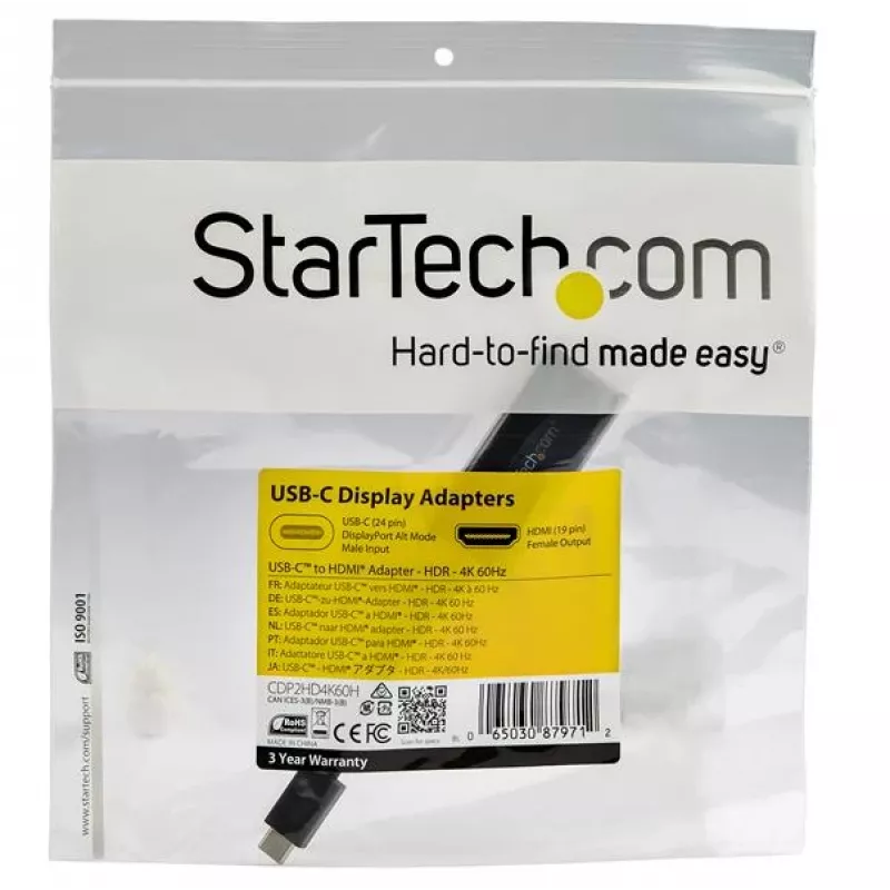 StarTech.com USB-C į HDMI adapteris - 4K 60 Hz vaizdas, HDR10 - USB-C į HDMI 2.0b adapterio laidas - USB Type-C DP Alt Mode į HDMI monitorių / ekraną / televizorių - USB-C į HDMI keitiklis