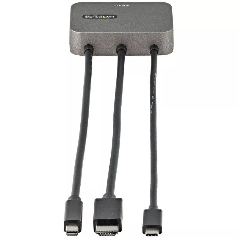 StarTech.com 3-in-1 Multiport to HDMI Adapter - 4K 60Hz USB-C, HDMI arba Mini DisplayPort į HDMI keitiklis konferencijų kambariui - Skaitmeninis AV vaizdo adapteris HDMI monitoriui/ekranui prijungti