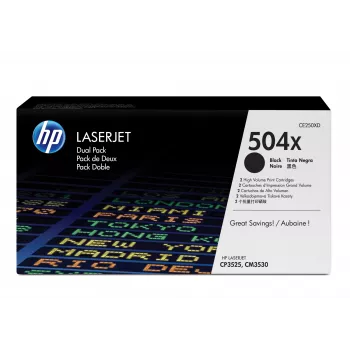 HP 504X 2 vnt. rinkinys didelio našumo juodos Originalios LaserJet dažų kasetės