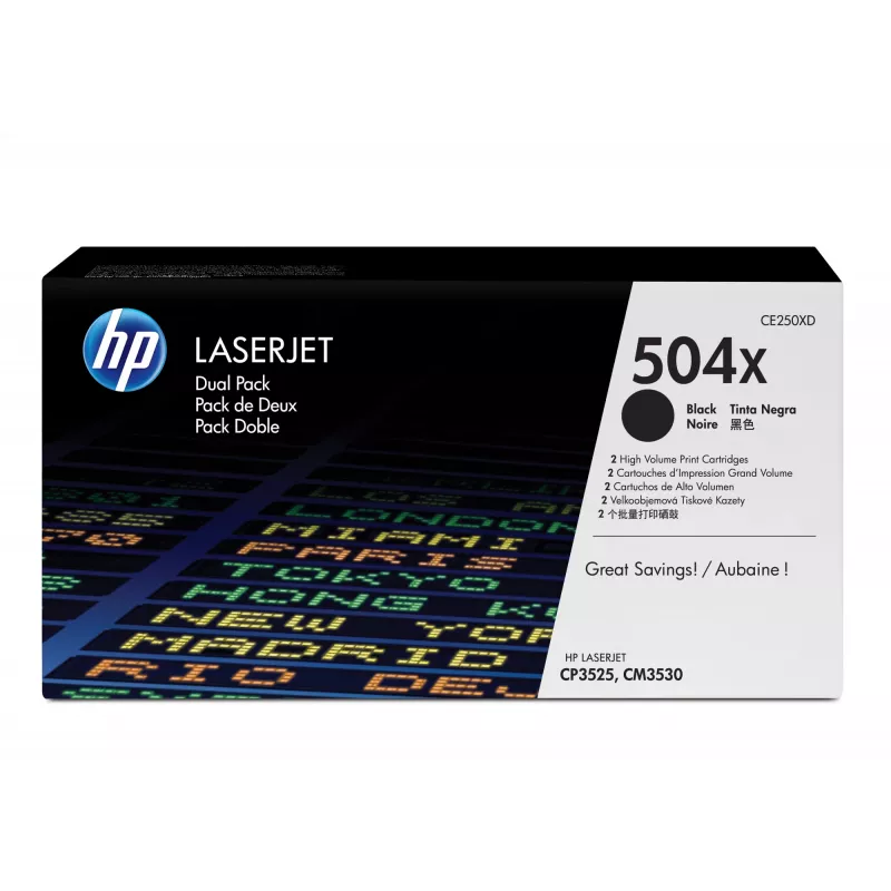 HP 504X 2 vnt. rinkinys didelio našumo juodos Originalios LaserJet dažų kasetės