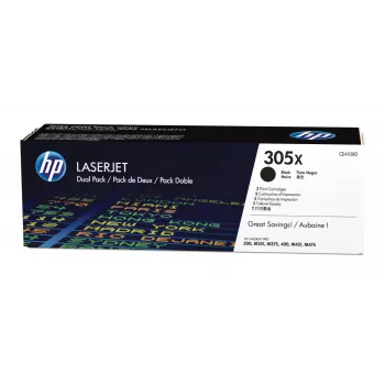 HP 305X 2 vnt. didelės išeigos juodi originalūs LaserJet kasečiai