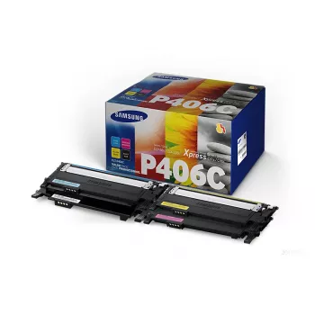 Samsung CLT-P406C dažų kasetė 4 vnt. Originali juoda, žydra, purpurinė, geltona