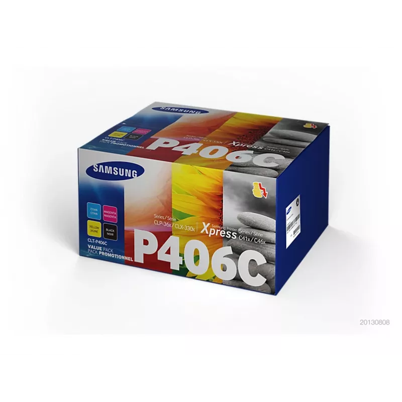 Samsung CLT-P406C dažų kasetė 4 vnt. Originali juoda, žydra, purpurinė, geltona