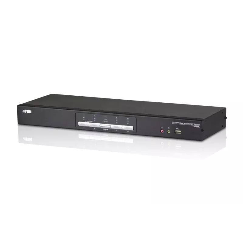 ATEN 4 prievadų USB DVI dvigubo vaizdo KVM jungiklis su garsu ir USB 2.0 šakotuvu (įskaitant KVM kabelius)