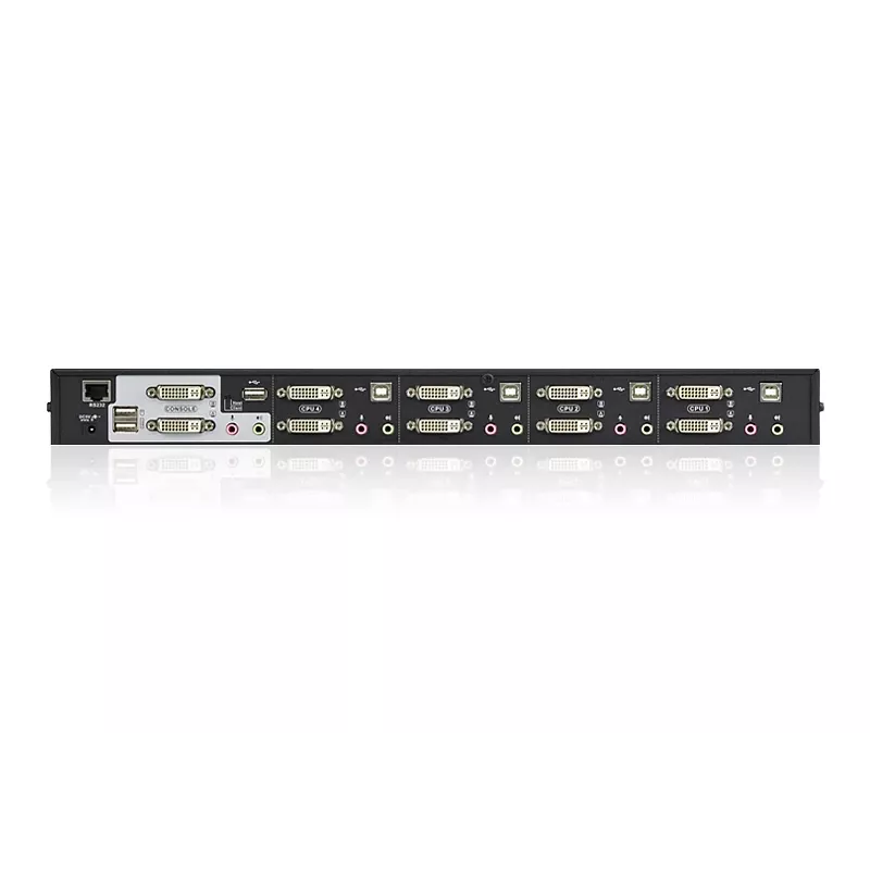 ATEN 4 prievadų USB DVI dvigubo vaizdo KVM jungiklis su garsu ir USB 2.0 šakotuvu (įskaitant KVM kabelius)