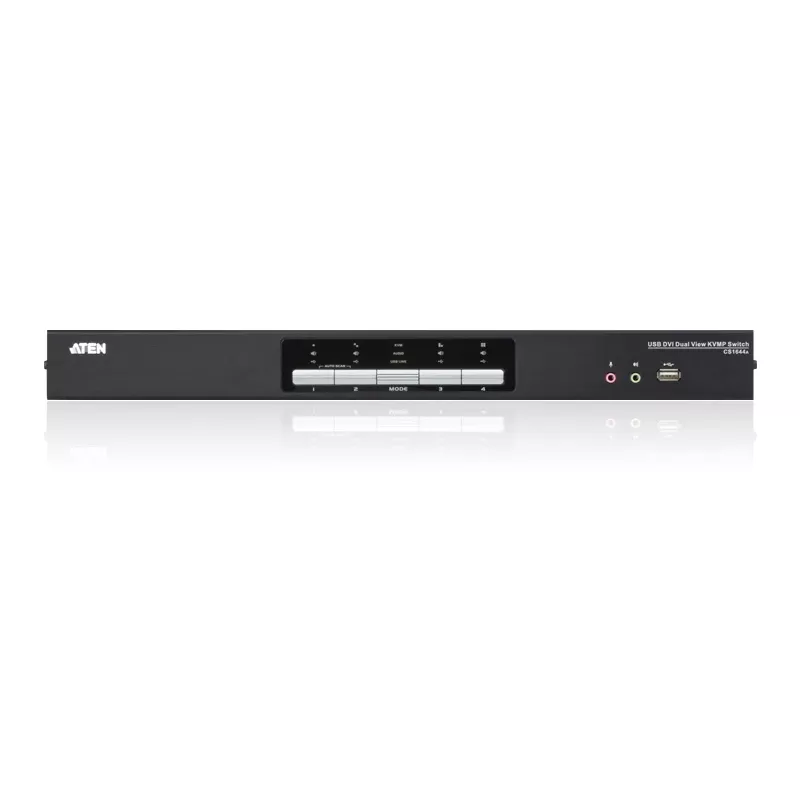 ATEN 4 prievadų USB DVI dvigubo vaizdo KVM jungiklis su garsu ir USB 2.0 šakotuvu (įskaitant KVM kabelius)