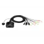 ATEN 2 prievadų USB-C DisplayPort hibridinis kabelinis KVM jungiklis, 4096 x 2160 pikselių, 4K Ultra HD, 0,74 W, juodas