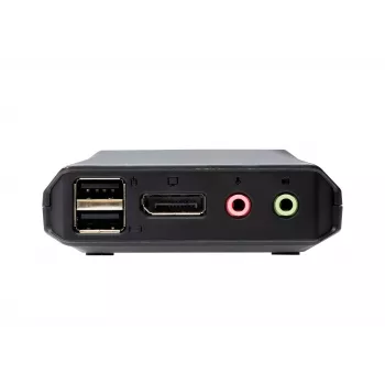 ATEN 2 prievadų USB-C DisplayPort hibridinis kabelinis KVM jungiklis, 4096 x 2160 pikselių, 4K Ultra HD, 0,74 W, juodas
