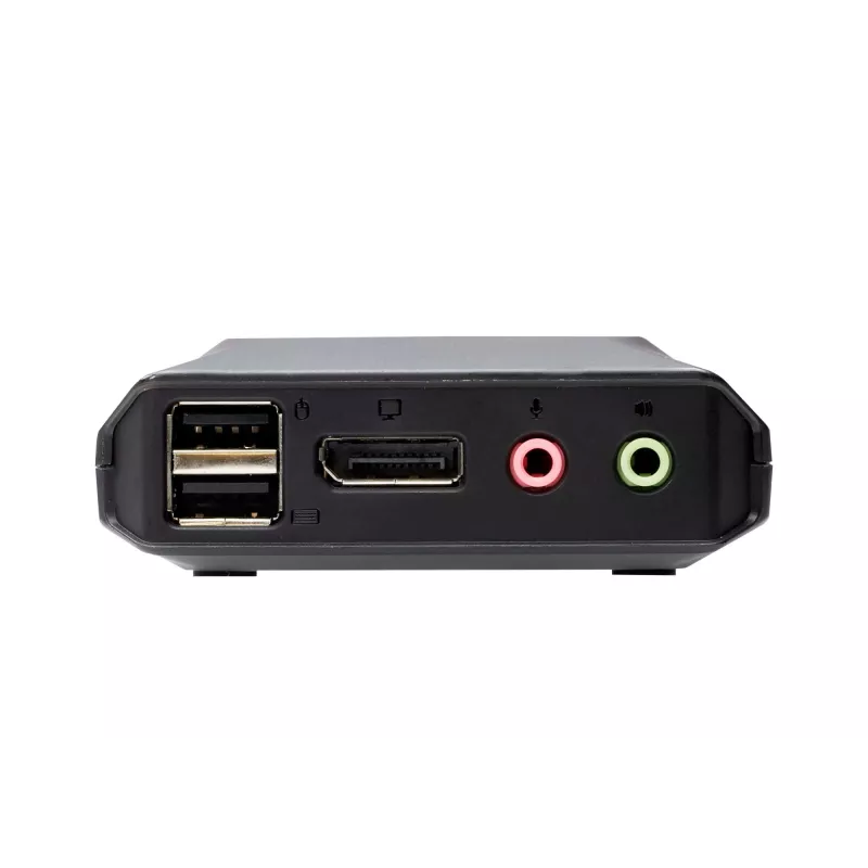 ATEN 2 prievadų USB-C DisplayPort hibridinis kabelinis KVM jungiklis, 4096 x 2160 pikselių, 4K Ultra HD, 0,74 W, juodas