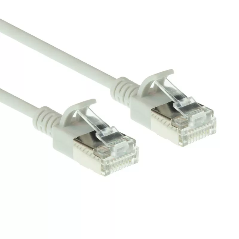 ACT pilkas 1 metro LSZH U/FTP CAT6A duomenų centro plono profilio tiesioginis kabelis su RJ45 jungtimis