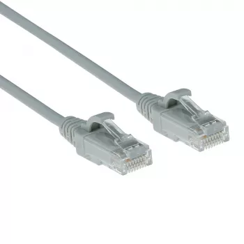 ACT pilkas 1,5 m LSZH U/UTP CAT6 duomenų centro plonas komutacinis kabelis be kabliuko su RJ45 jungtimis