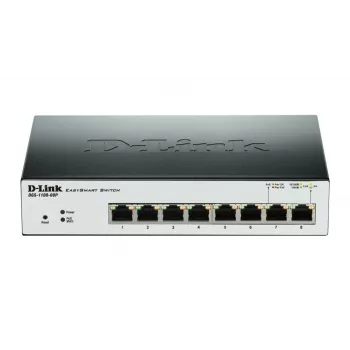 D-Link DGS-1100-08P tinklo jungiklis Valdomas L2 Gigabit Ethernet (10/100/1000) Power over Ethernet (PoE) Juoda