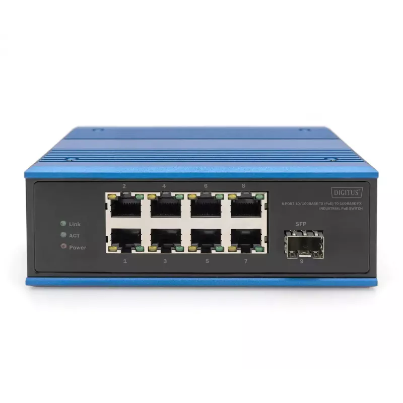 Nevaldomas jungiklis Digitus DN-651133 8 prievadų Fast Ethernet pramoninis su 1 SFP jungtimi