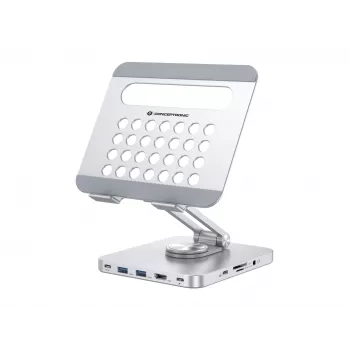 Conceptronic DONN26G, Sidabrinis, Planšetinis kompiuteris, Daugialypės terpės stovas, Aliuminis, 100 W, MicroSD (TransFlash), SD, SDHC, SDXC