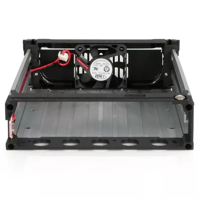 StarTech.com juodas aliuminis 5,25 col. patikimas SATA standžiojo disko mobilus stovas-dėklas