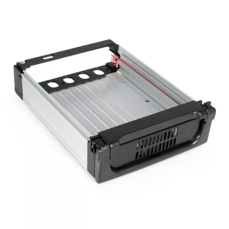 StarTech.com juodas aliuminis 5,25 col. patikimas SATA standžiojo disko mobilus stovas-dėklas