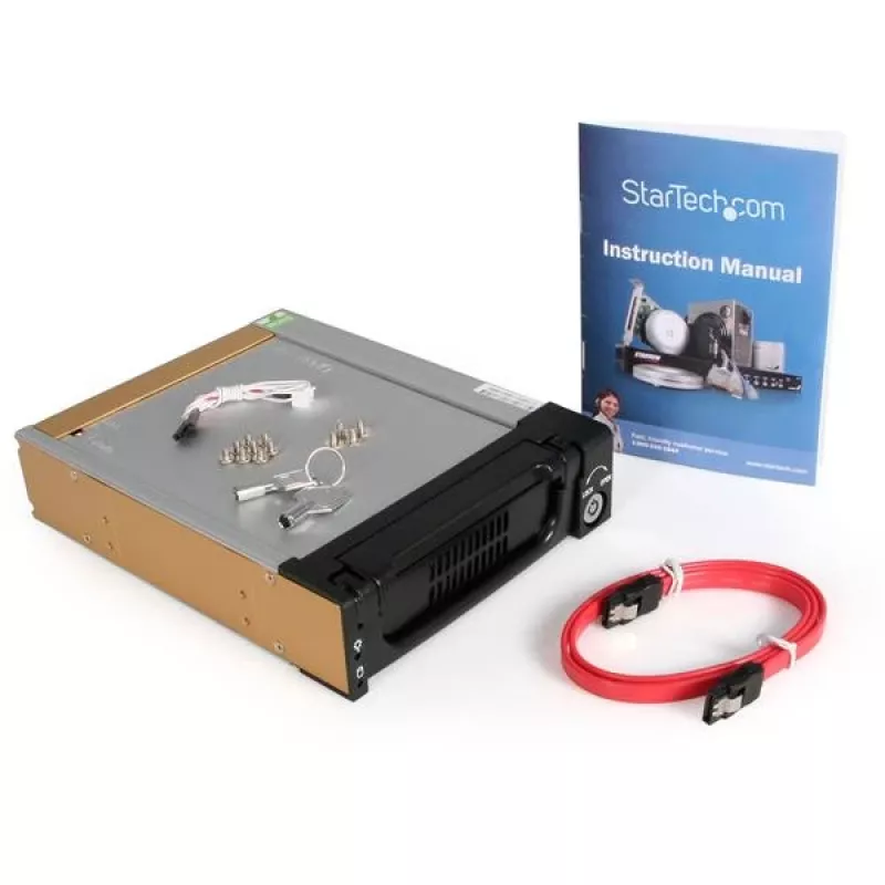 StarTech.com juodas aliuminis 5,25 col. patikimas SATA standžiojo disko mobilus stovas-dėklas