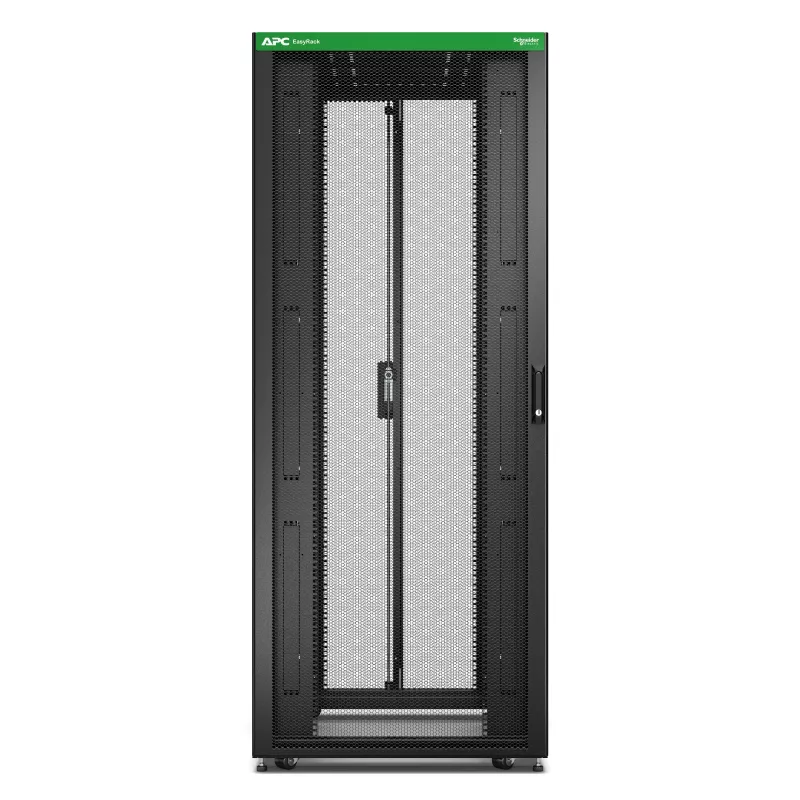 APC Easy Rack, 42U, juodas, su stogu, ratukais, kojelėmis, 4 laikikliais ir dugnu, be šoninių plokščių, 1991A x 800P x 1200G mm