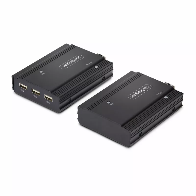 StarTech.com DisplayPort KVM ilgintuvas per šviesolaidį, 4K 60Hz, konsolės ilgintuvo rinkinys, iki 984 pėdų/300 m (daugiamodis) su iš anksto įmontuotais SFP+ moduliais, 3x USB HID