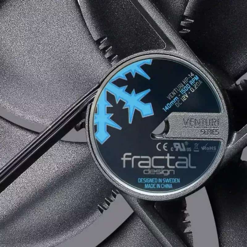 14 cm kompiuterio korpuso ventiliatorius Fractal Design Venturi HF-14 — 140 mm, 1200 RPM, 118.2 cfm, FDB, 12 V, 25 mm storis