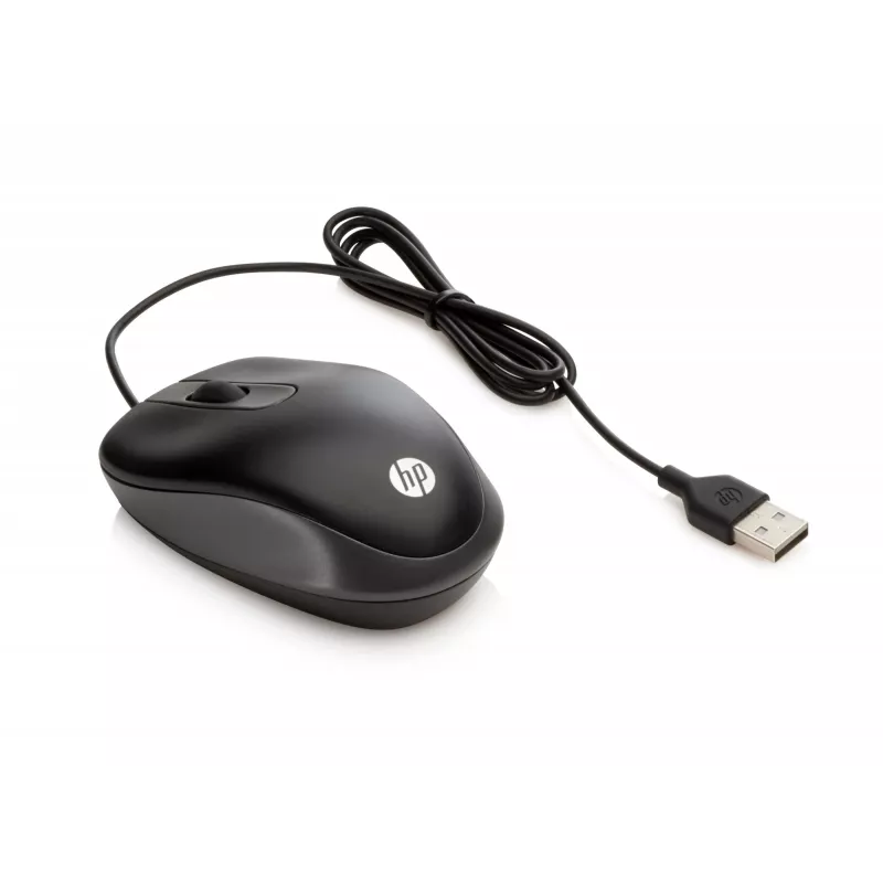 HP USB Travel pelė, abiem rankoms tinkama, optinė, USB Type-A, 1000 DPI, juoda