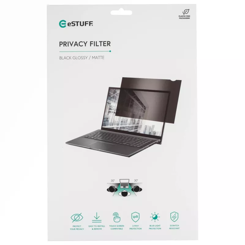 eSTUFF GLBB15345194 privatumo filtras ekranui 39,6 cm (15,6 colio) nešiojamam kompiuteriui, berėmis privatumo filtras