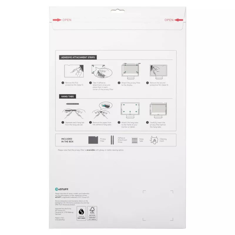 eSTUFF GLBB34798334 ekrano privatumo filtras 86,4 cm (34 colių) Monitoriui Berėmis ekrano privatumo filtras