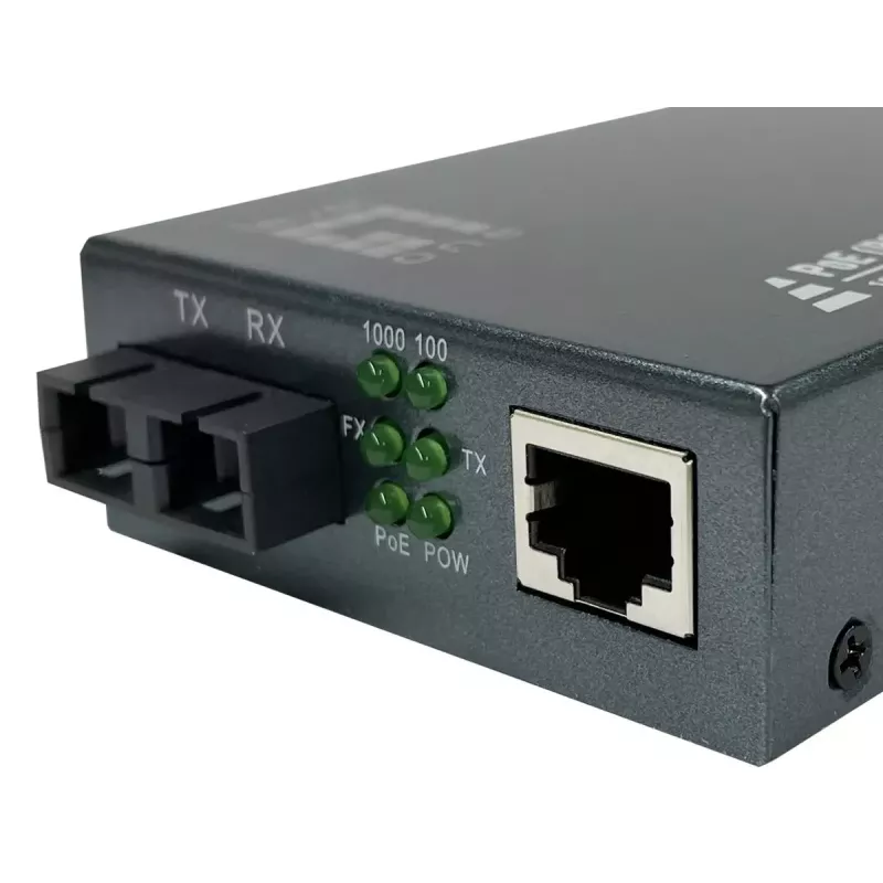 LevelOne RJ45 į SC Gigabit medijos keitiklis, PoE PSE, vienmodis pluoštas, 20 km