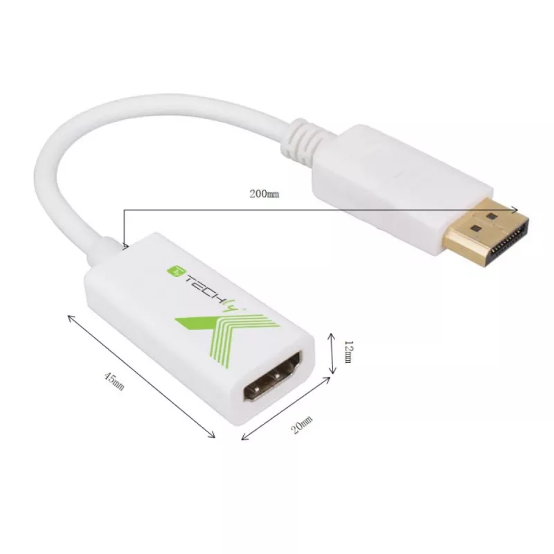Techly IADAP DP-HDMIFP vaizdo kabelio adapteris 0,2 m DisplayPort HDMI balta