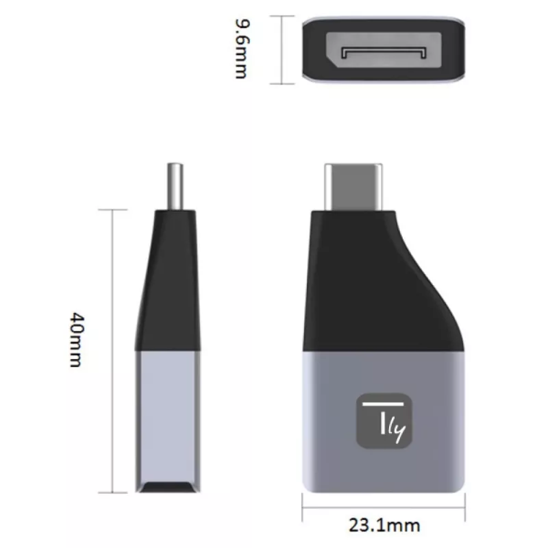 Techly IADAP USBC-DP4K USB grafikos adapteris 3840 x 2160 pikselių Juoda, Sidabrinė