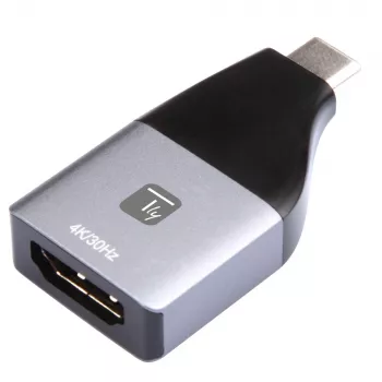 Techly IADAP USBC-HDMI4K USB grafikos adapteris 4096 x 2160 pikselių Juoda, Sidabrinė
