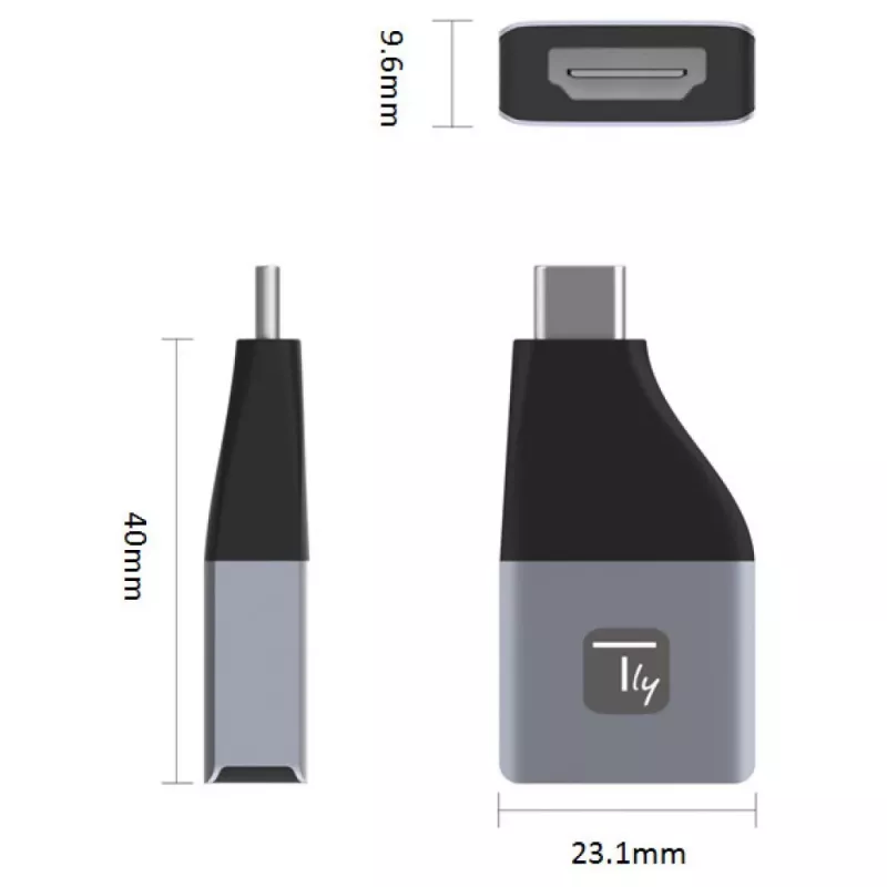 Techly IADAP USBC-HDMI4K USB grafikos adapteris 4096 x 2160 pikselių Juoda, Sidabrinė
