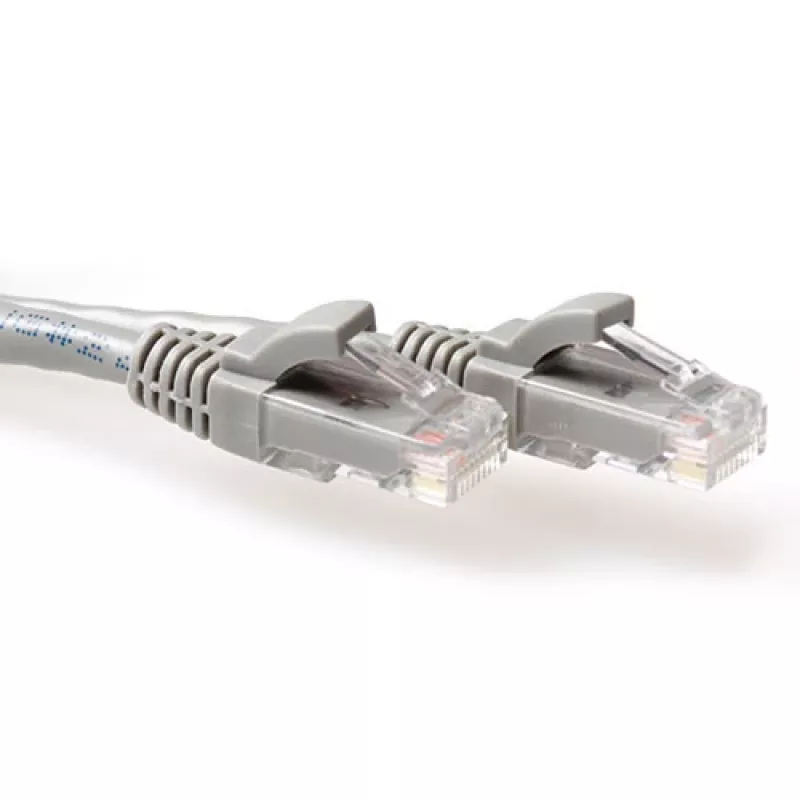 ACT pilkas 4 metrų U/UTP CAT6A komutacinis kabelis su apsaugotais RJ45 jungčių fiksatoriais