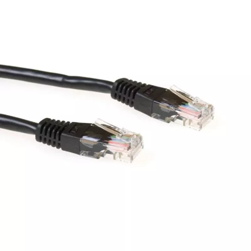 ACT juodas 3 metrų U/UTP CAT6 komutacinis kabelis su RJ45 jungtimis