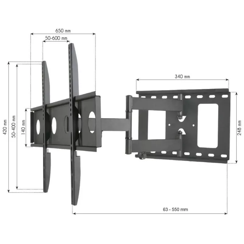 Techly ICA-PLB 148L TV laikiklis/stovas 165,1 cm (65 colių) Juodas
