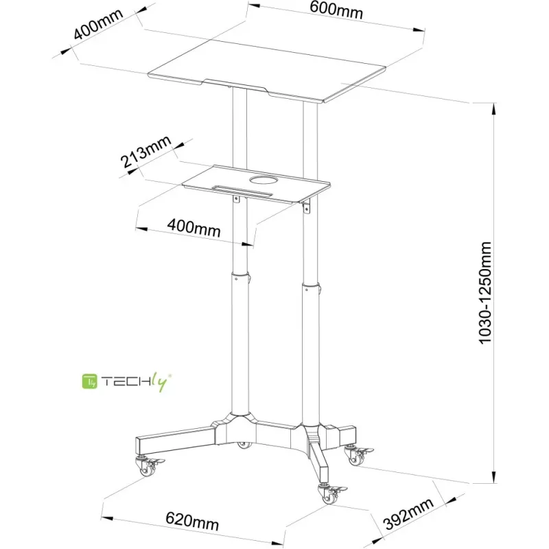 Techly ICA-TB TPM-1BK nešiojamojo kompiuterio stovas juodas