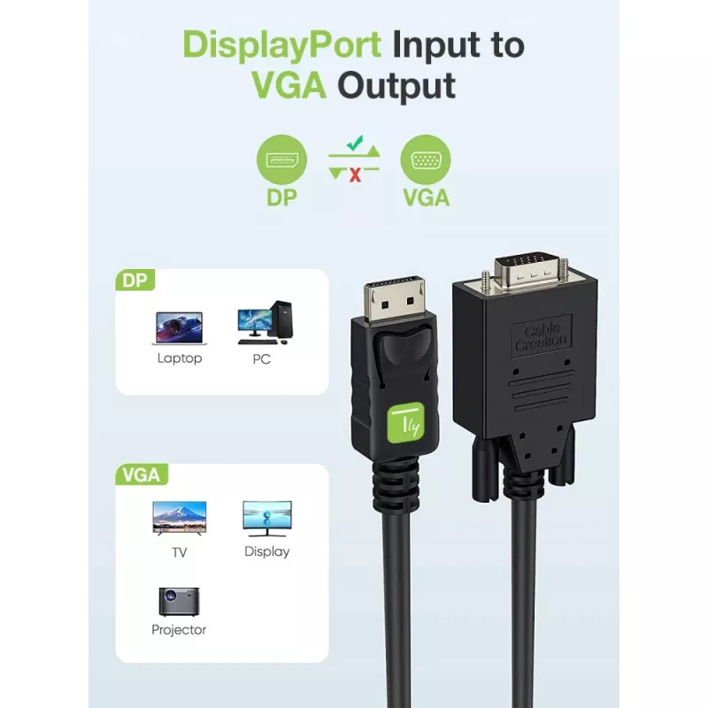 Techly Monitor DisplayPort į VGA kabelis 3 m ICOC DSP-V-030