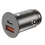 Techly Mini automobilinis kroviklis USB-A ir USB-C greitasis įkrovimas 3.0 38W juodo metalo