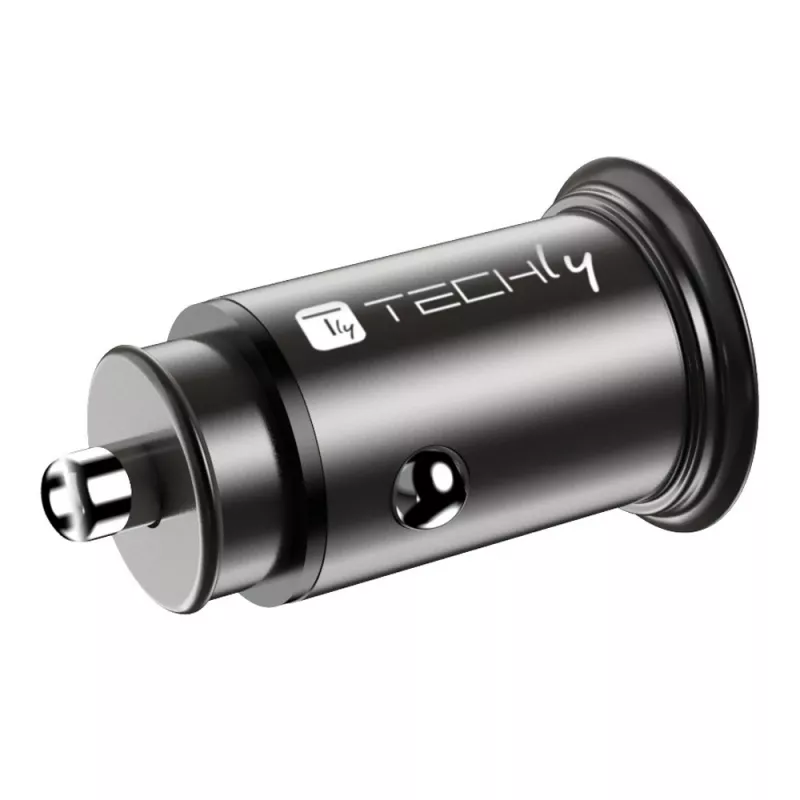 Techly Mini automobilinis kroviklis USB-A ir USB-C greitasis įkrovimas 3.0 38W juodo metalo