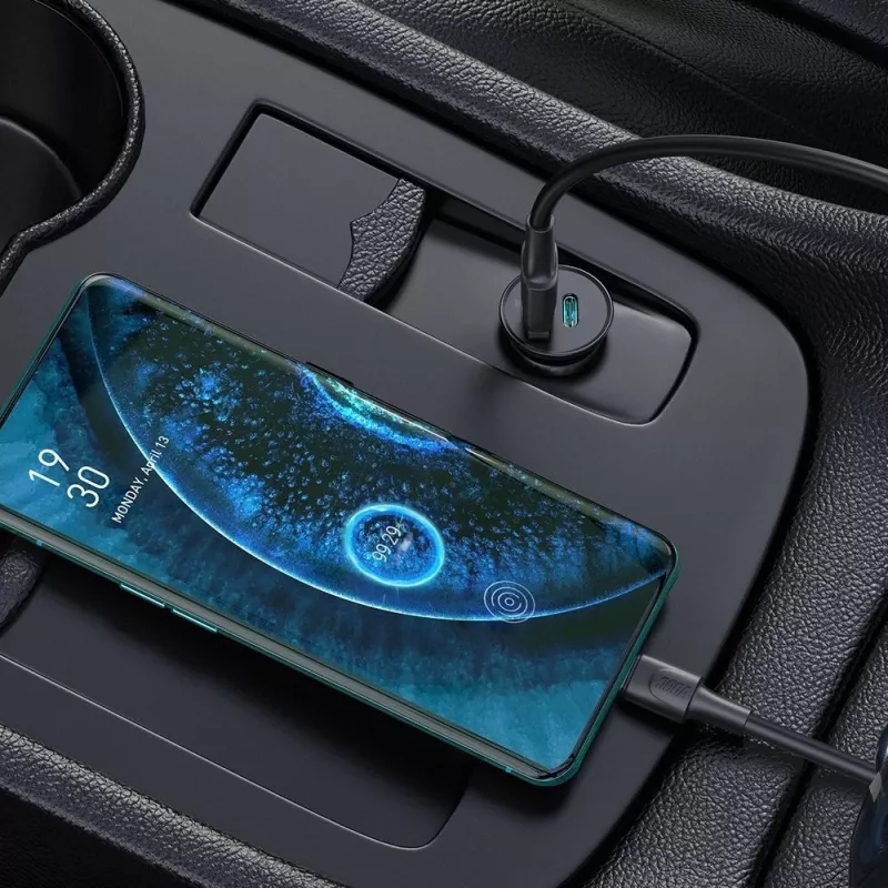 Techly Mini automobilinis kroviklis USB-A ir USB-C greitasis įkrovimas 3.0 38W juodo metalo