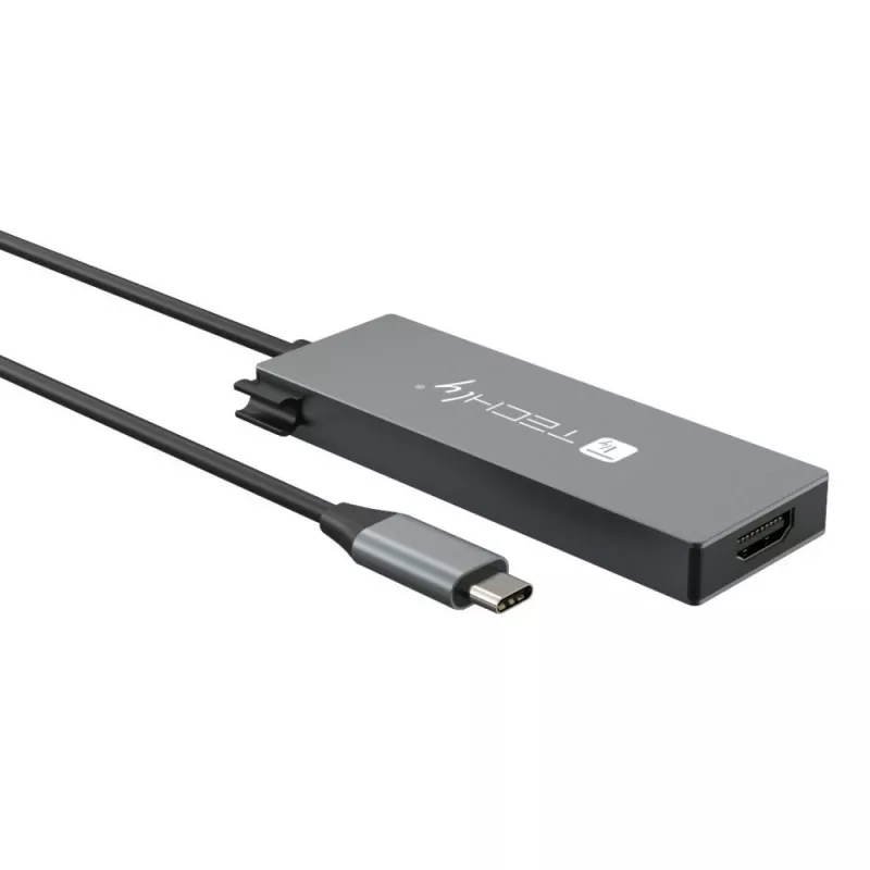 Techly IUSB32C-HUB4HPD nešiojamojo kompiuterio dokas / prievadų kopijuoklis Laidinis USB 3.2 Gen 2 (3.1 Gen 2) Type-C Pilka