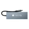 Techly IUSB32C-HUB4HPD nešiojamojo kompiuterio dokas / prievadų kopijuoklis Laidinis USB 3.2 Gen 2 (3.1 Gen 2) Type-C Pilka