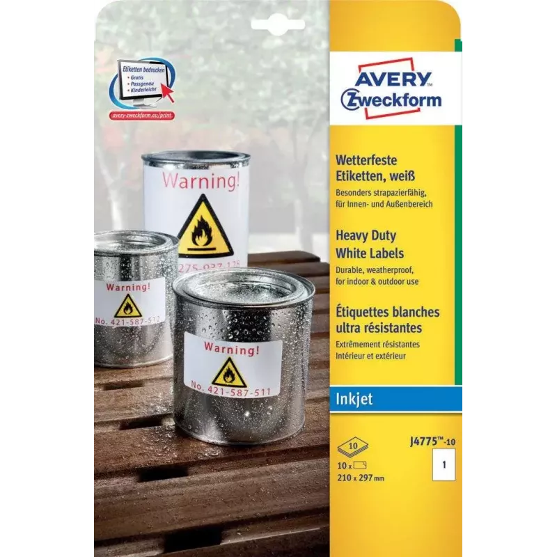 Lipnioji etiketė Stačiakampė AVERY J4775-10
